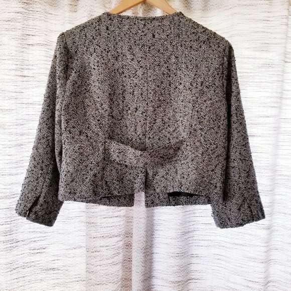Forever 21 Cropped Tweed Blazer Black White Large - Picture 8 of 8